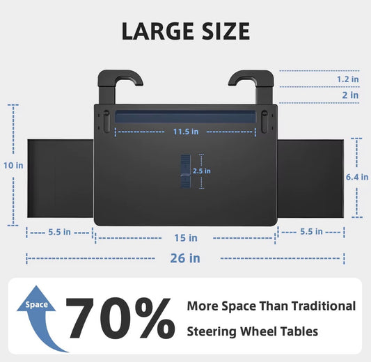 Plateau de bureau pour volant de voiture 2 en 1