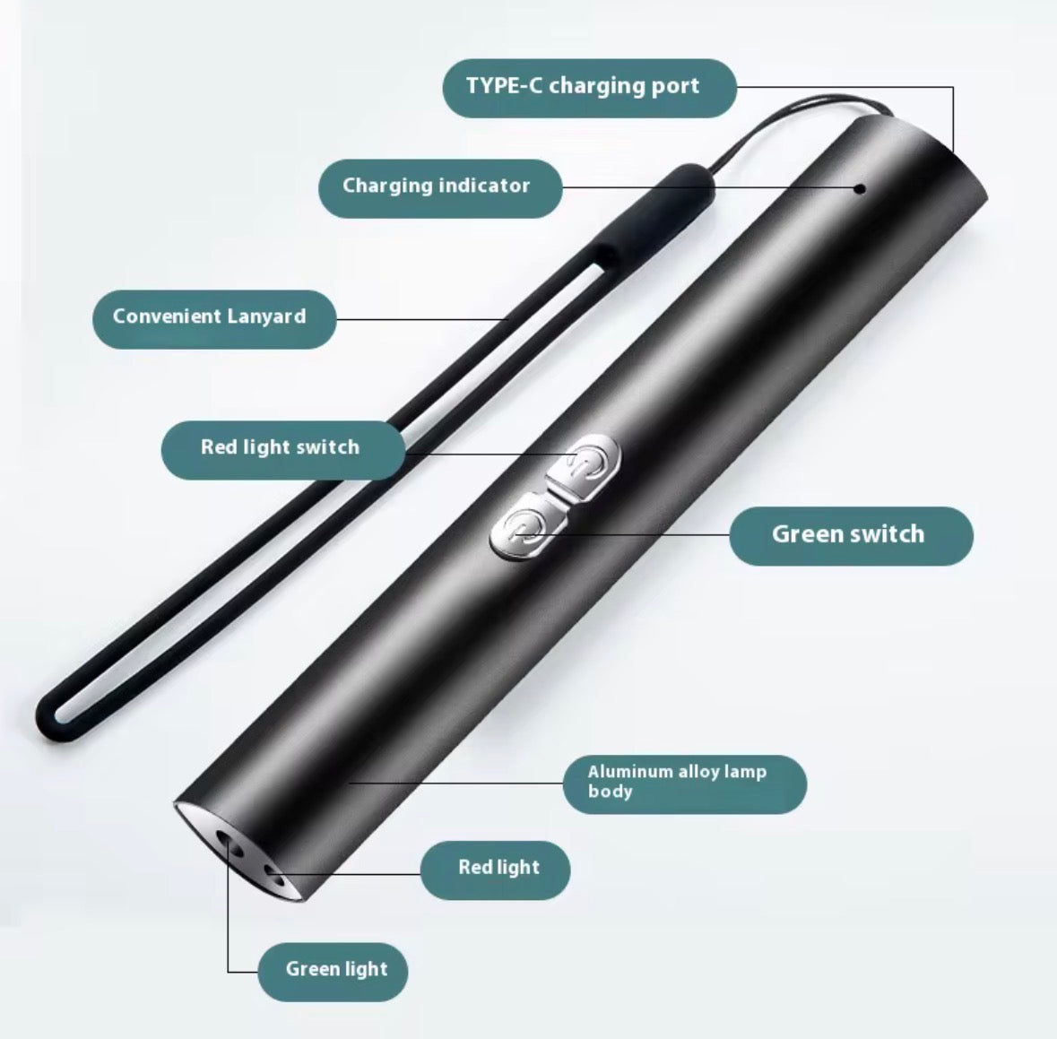 Stylo Laser 2-en-1 Haute Puissance Lumière Verte