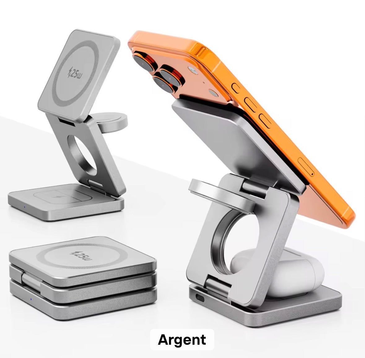 Support de chargeur sans fil magnétique pliable 3-en-1