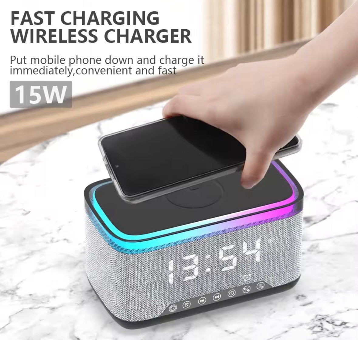 Reveil X Chargeur Sans Fil Adaptateur Multifonction Avec Lampe LED