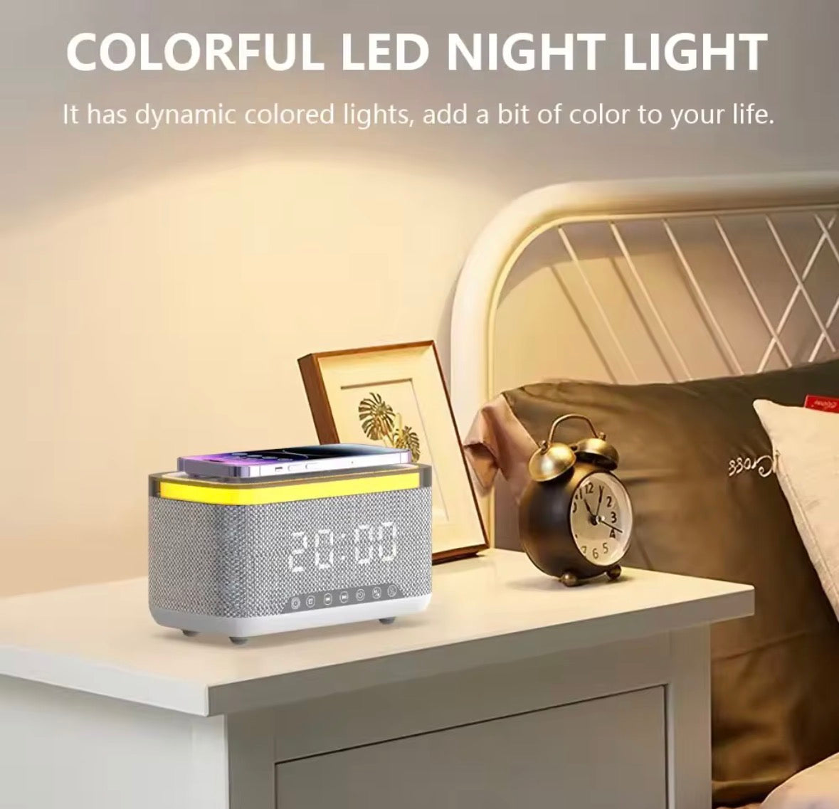 Reveil X Chargeur Sans Fil Adaptateur Multifonction Avec Lampe LED