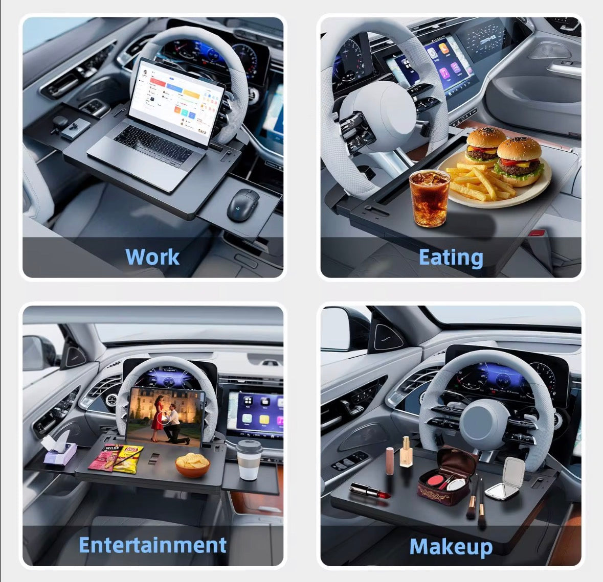 Plateau de bureau pour volant de voiture 2 en 1