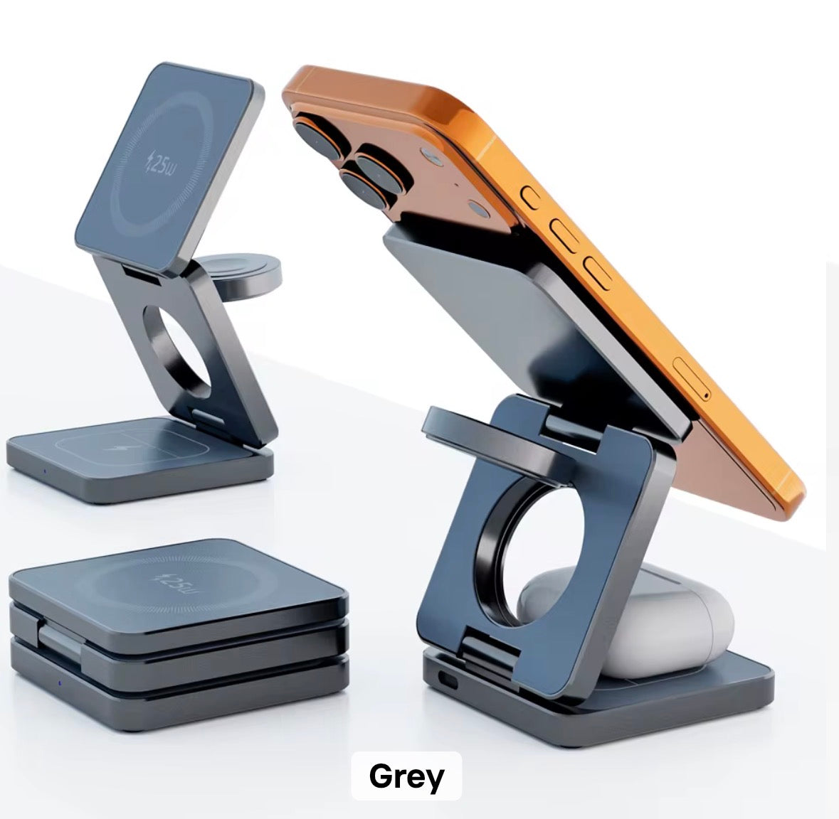 Support de chargeur sans fil magnétique pliable 3-en-1