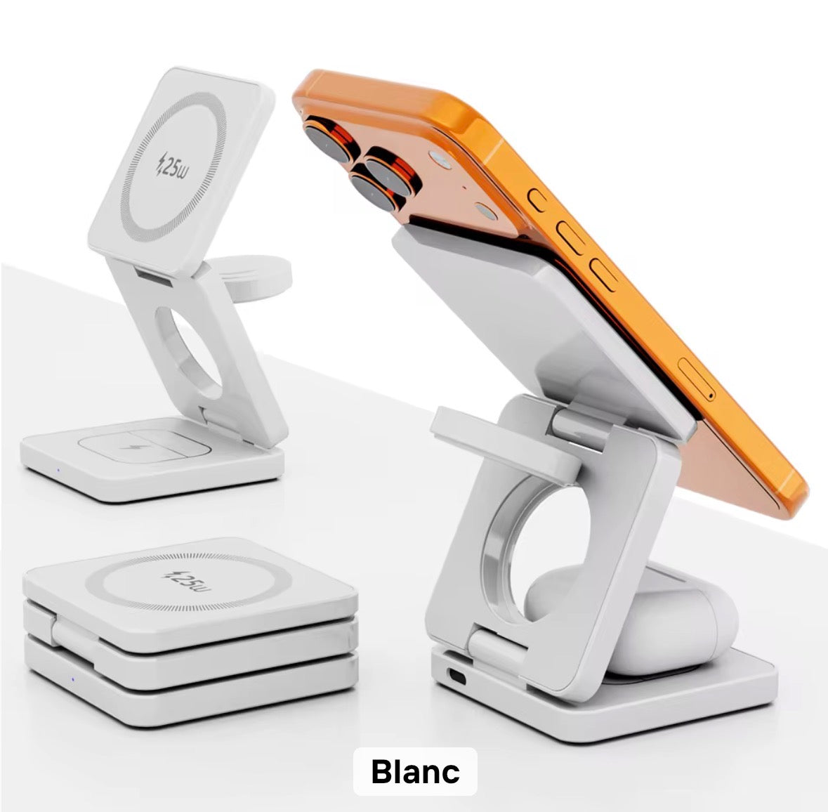 Support de chargeur sans fil magnétique pliable 3-en-1