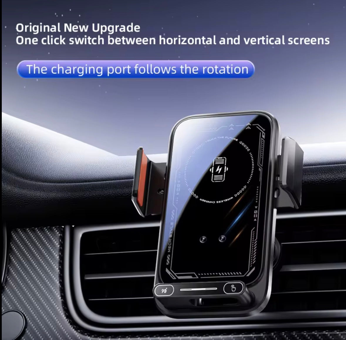 Support de voiture sans fil Qi 15W Chargement rapide