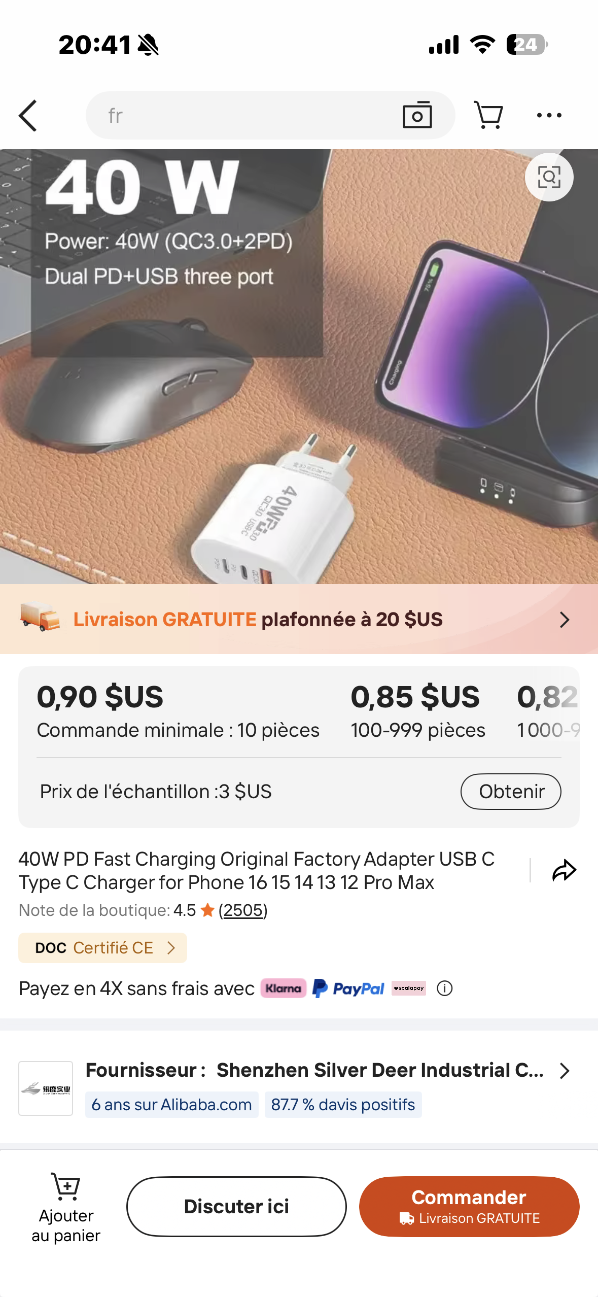 Adaptateur 40W USB - USB-C